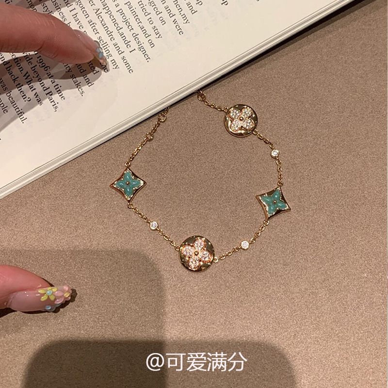 真金电镀锆石花朵手链轻奢高级感手环简约时尚精致手饰设计感小众|undefined