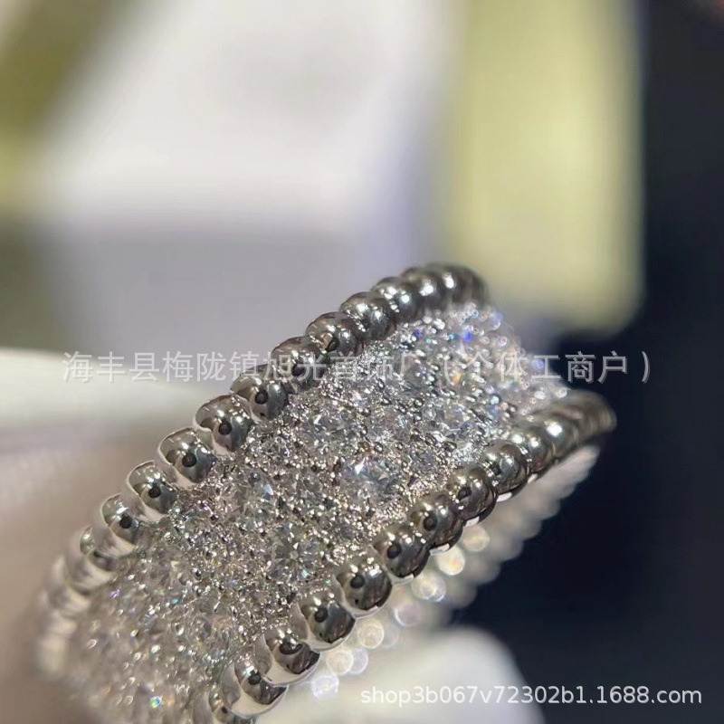 Fanjia 高バージョンベビーブレスリング v ゴールド 18 k ローズゴールドメッキフルダイヤモンドビーズエッジリング女性メーカー卸売|undefined