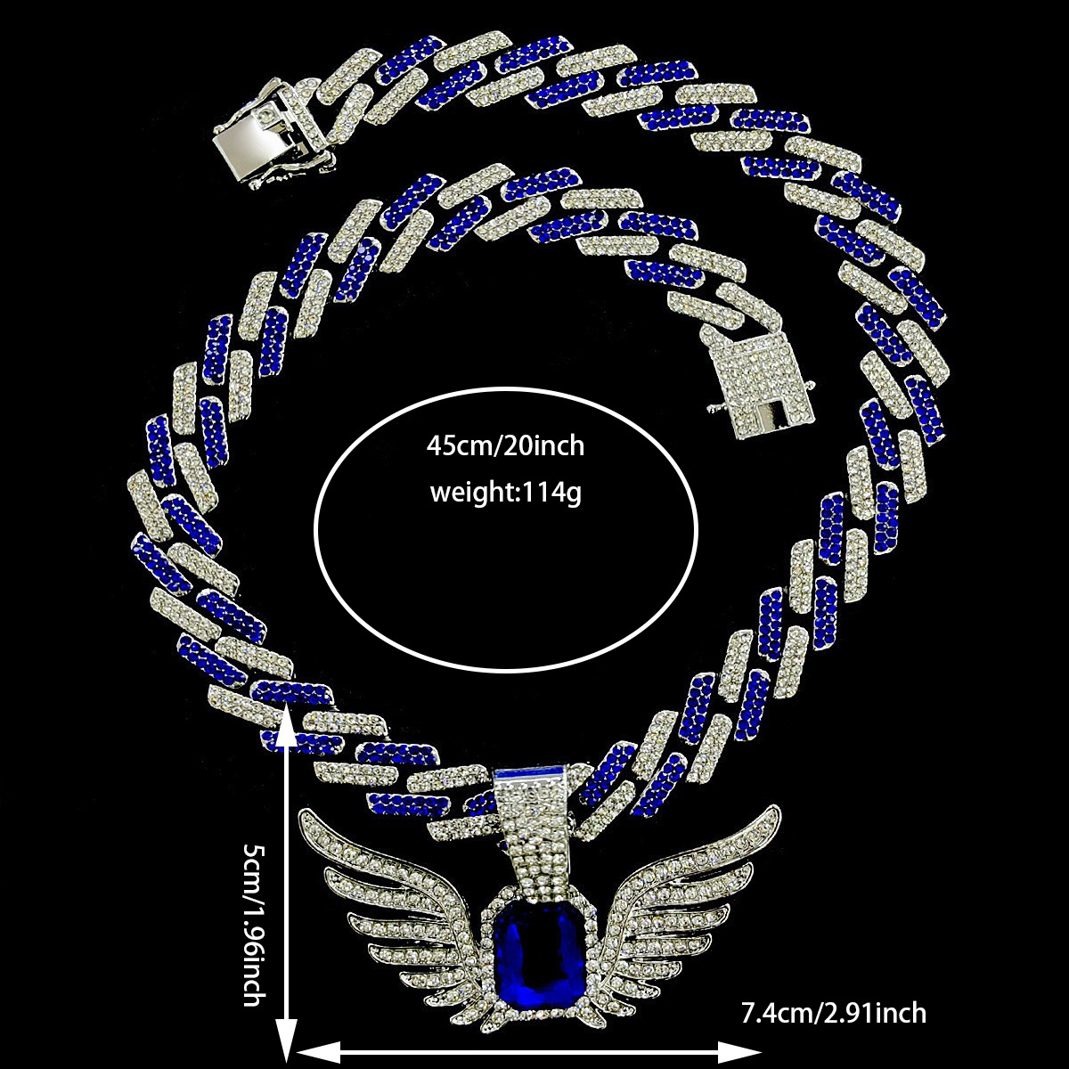 Diseño de nicho transfronterizo europeo y americano personalizado joya alas colgante rombo collar cubano joyería collar vintage joyería
