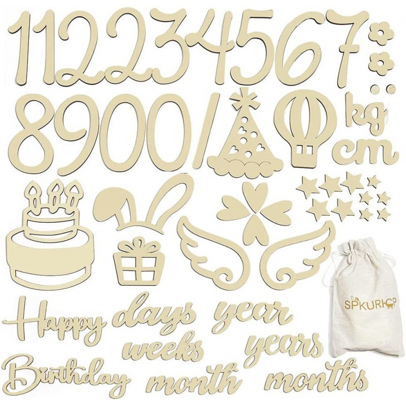 Wooden English letter and number plaque calendar months baby's first month hundred days birthday decoration