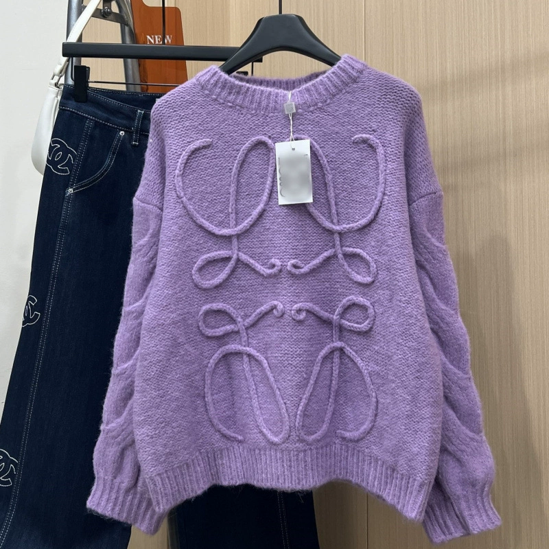 Модный бренд CE25, зимний новый стиль, ленивый ретро, ​​непринужденный объемный логотип, свободный пуловер, свитер