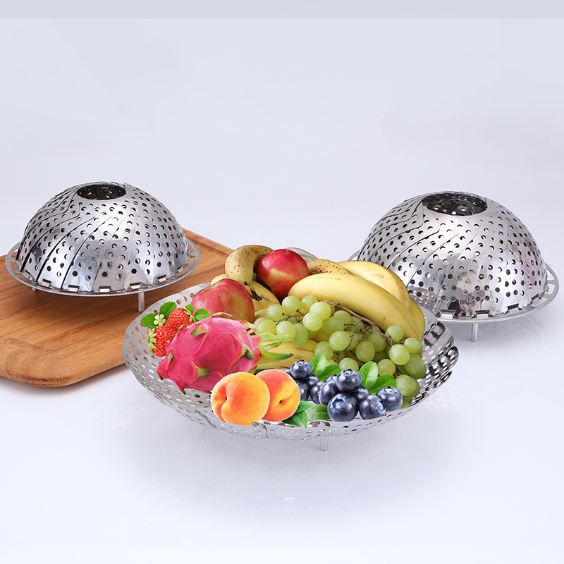 Vapor retráctil de acero inoxidable vaporizador plegable vaporizador loto pieza hogar vapor plato caliente al vapor relleno bollo almacenamiento cesta de frutas