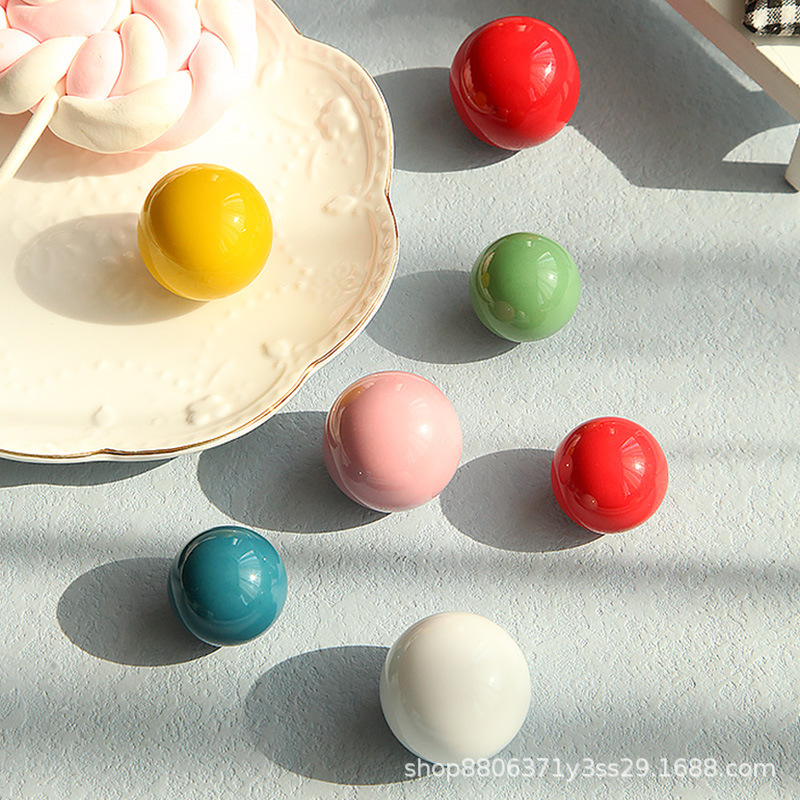 Dopamine Color Cute Cartoon Children's Room Factory Daifa Light Luxury Ceramic Handle Wardrobe Cabinet Drawer Handle