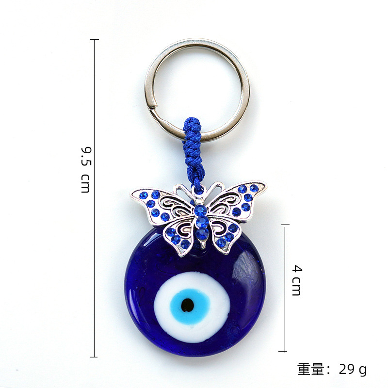 Cruz De La Frontera estilo turco griego ojos azules colgante llavero colgante de diamante incrustado ojo oblicuo joyería del ojo del diablo al por mayor