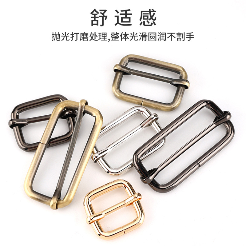 Spot Wholesale Luggage Hardware Accessories Metal Japanese Buckle Iron Wire Pull Center Buckle Bag Shoulder Strap Three-Speed Adjustment Buckle