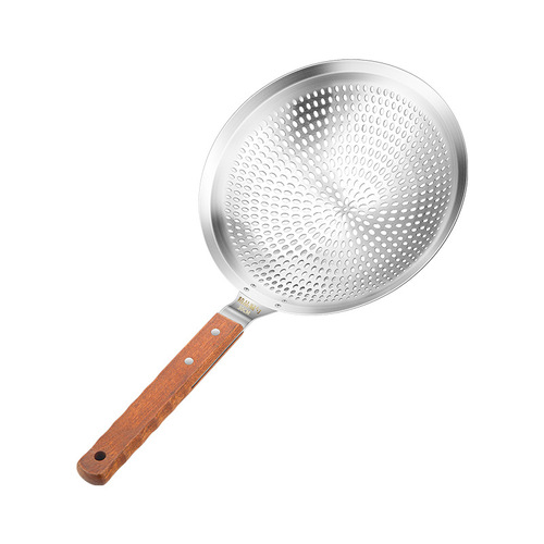 304 stainless steel colander with wooden handle, household kitchen deep fryer noodle scoop strainer net stainless steel oil grid skimmer