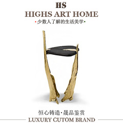 HIGHS轻奢异形创意实木黄铜边几别墅客厅沙发旁高级设计师款角几