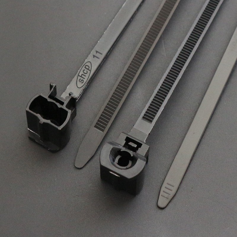 椭圆螺柱螺栓线束扎带汽车用扎带圆孔固定头扎带x24黑色