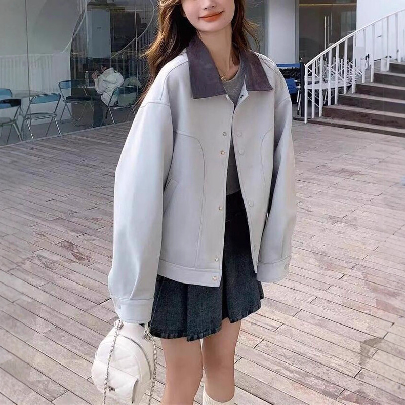 爆款流行超火短款外套女春秋2025新款小个子百搭休闲夹克撞色翻领|undefined