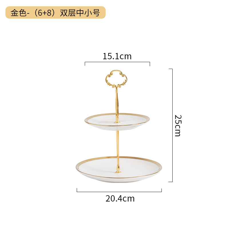 De estilo europeo creativo de cerámica de tres capas Placa de fruta hogar sala de estar de azúcar Placa de fruta seca banquete de boda pastel postre estante
