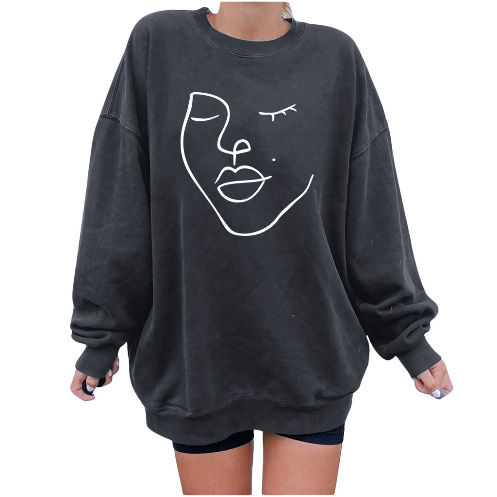 women s round neck dropped shoulder Stick figure fleece sweatershirt nihaostyles wholesale costumes NSYUM79728