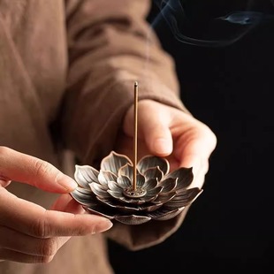 Incense Burner Lotus Incense Holder Incense Stand Home Handmade Decorative Sandalwood Burner Ornament Craft Metal Chinese Style