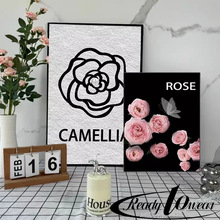 山茶花小香风现代简约装饰画时尚艺术挂画服饰店直播间桌面摆画