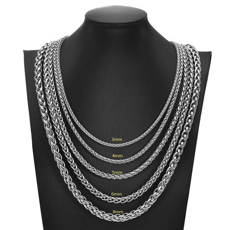Stainless Steel Chain Necklace Fashion Simple Versatile DIY Titanium Steel Plain Chain Basket Chain Fade-Resistant Pendant Accessory Chain