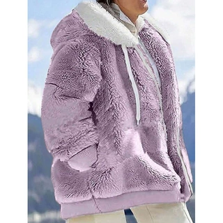 Z 86353 Plush hooded coat women 毛绒连帽外套女跨境速卖通