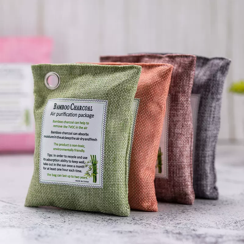 跨境专供竹炭包 亚马逊选定75/100/200g克汽车除味除甲醛麻布炭包