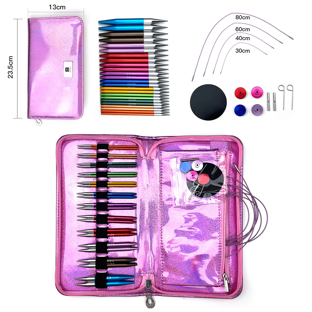 Aguja de suéter desmontable aguja de trenzado aguja de anillo alargada multifuncional set color blanco aguja bicolor 8CM un conjunto de 12 pagos