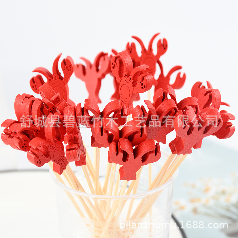 Animal desechable palillos de bambú palillos de frutas creativos palillos de dientes de frutas decoración de cócteles de frutas plato de bocadillos horquilla