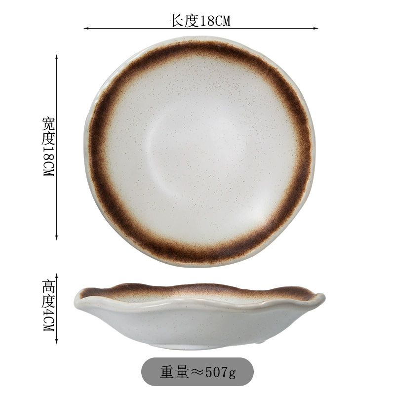 Japanese-style ceramic serving plate, microwave-safe stoneware, creative irregular shape, multiple colors
