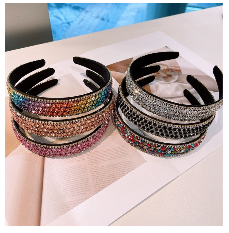 Retro-regenbogen-strass-high-end-stirnband display picture 12