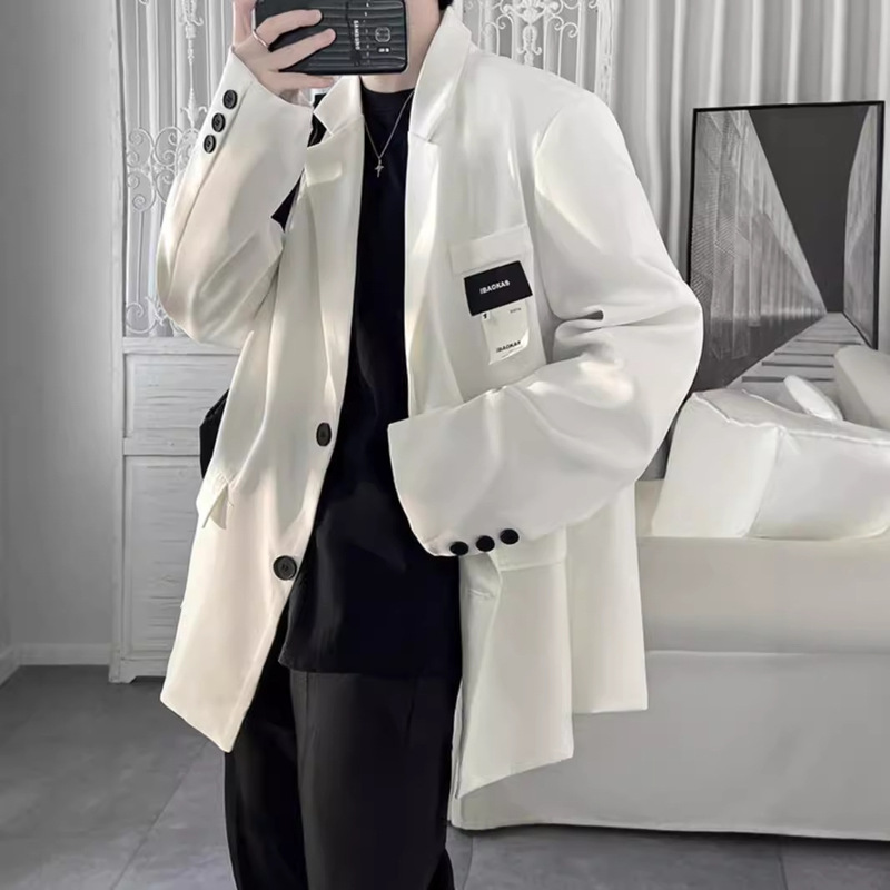 British Yuppie Men's White Suit Thug Men's Jacket Autumn Thin Cold Style High-grade Sense Trendy Brand Yuppie Suit
