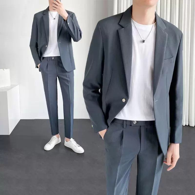 Брюки для отдыха, мужской свежий комплект, классический костюм, качественный фасон.