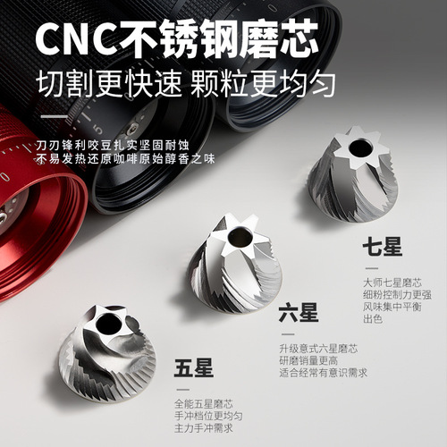 Externally adjustable hand grinder steel core seven-star household coffee grinder outdoor portable coffee grinder cross-border