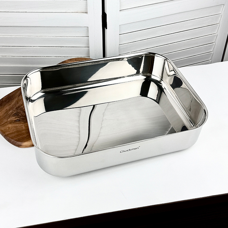 Chockmen Zhuo Deming 18/10 Plato cuadrado de acero inoxidable Plato de pescado a la parrilla Plato para hornear rectangular Bandeja casera para preparar platos