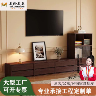 Scandinavian Style Solid Wood Home Living Room Plaid Cabinet Rubber Wood Simple Floor-Standing Free Combination Bay Window Storage Storage Cabinet