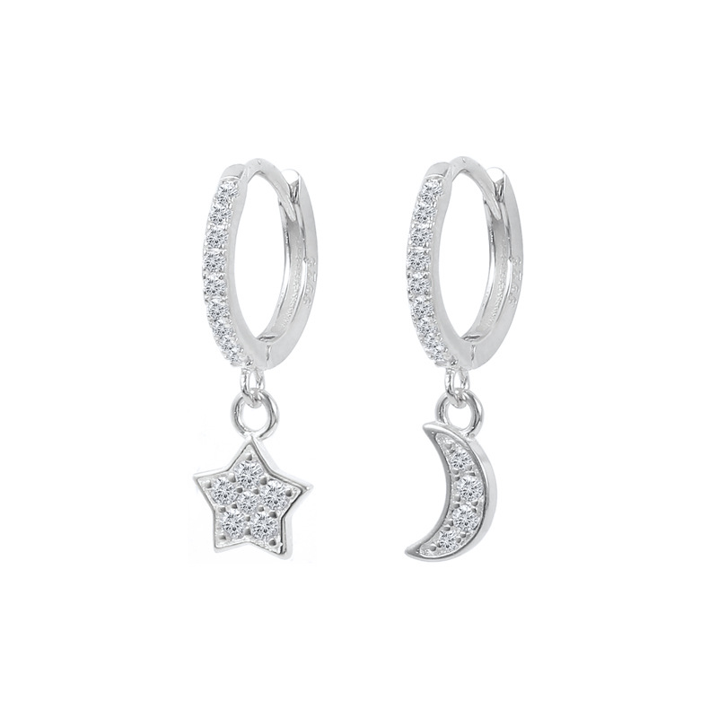 Holiday, Travel Occasion 1 Pair Simple Style Star Moon Plating Copper Drop Earrings