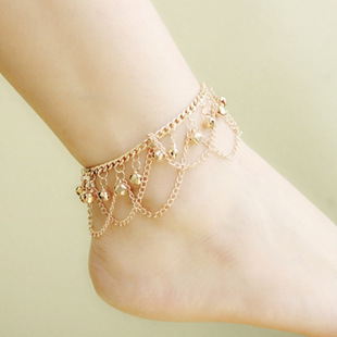 Anklet Female New Bell Student Korean Version Simple Personality Multi-Layer Internet Celebrity Retro Style Jewelry Manufacturer Wholesale Cross-Border