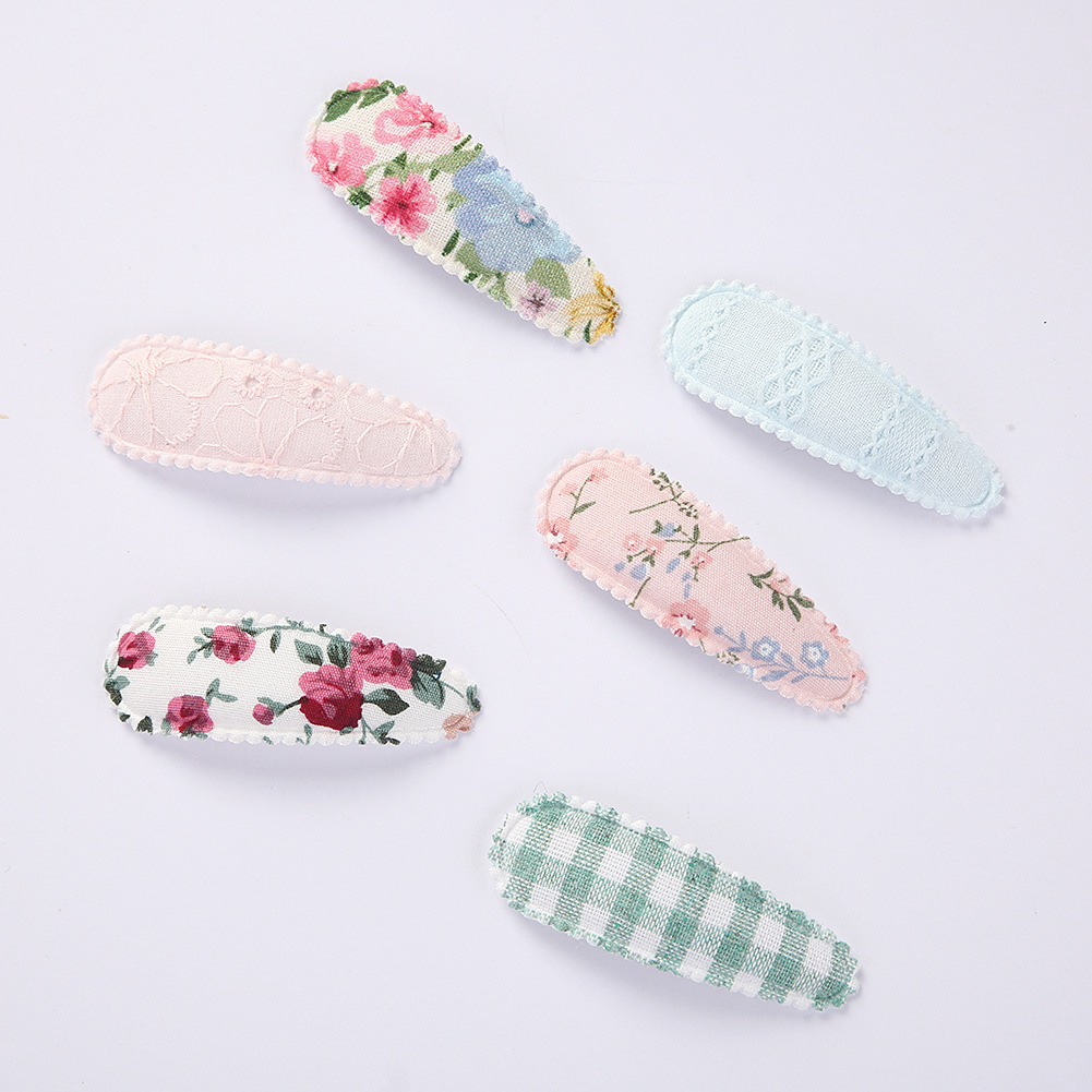 Plaid, Water Droplets, Flower Pattern Sweet Plaid Water Droplets Flower Cloth Hair Clip