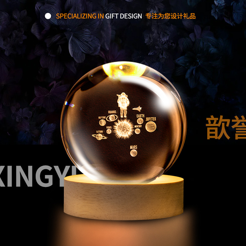 Luminosa galaxia cristal bola noche luz galaxia cristal artesanía 3D láser interior talla Regalo de Cumpleaños decoración creativa