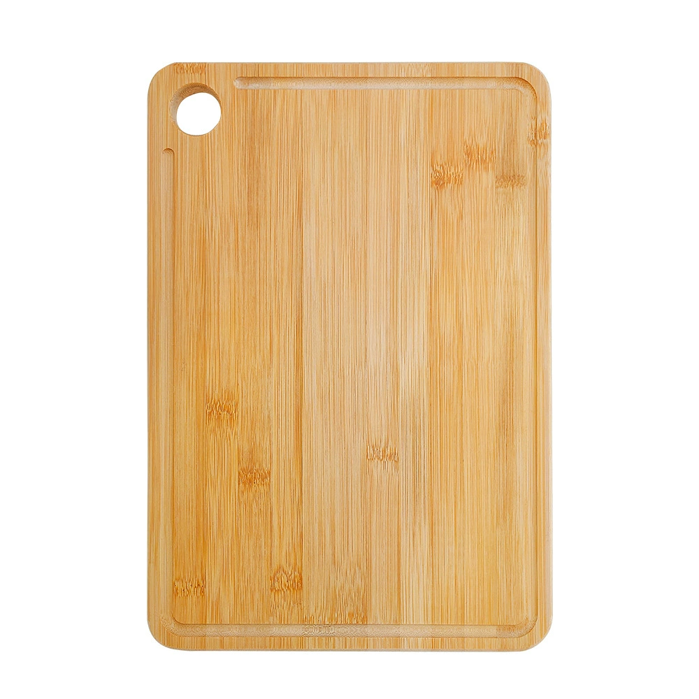 Bamboo cutting board, double‑sided square chopping board with hanging hole and juice groove, 1.8 cm