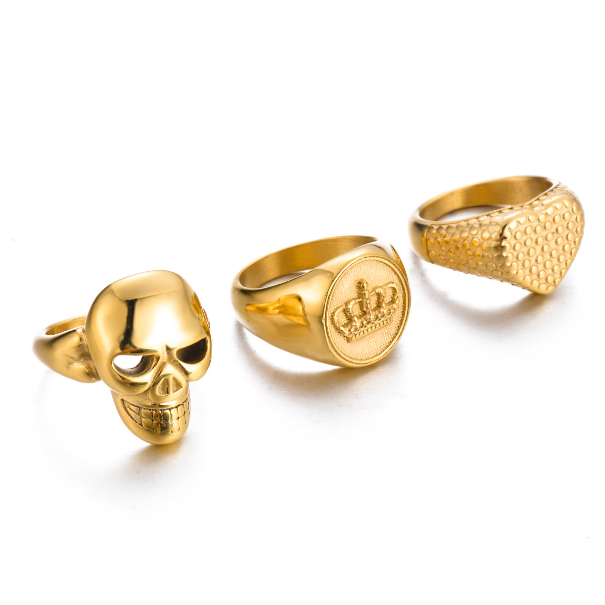 Rings Classification Wholesale Jewelry Retro Heart Shape Crown Skull Stainless Steel Plating Rings