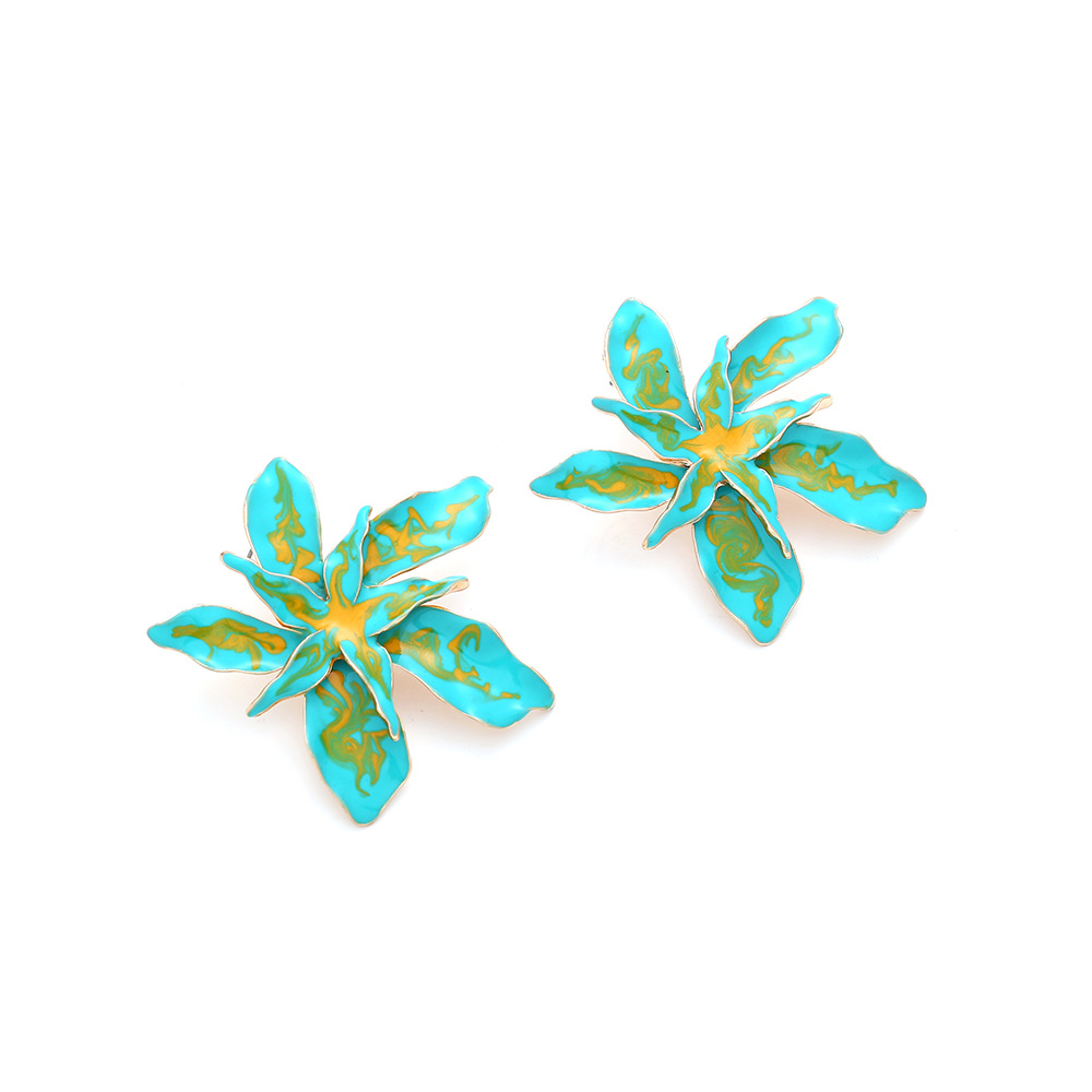 1 Pair Casual Flower Enamel Zinc Alloy Ear Studs display picture 6