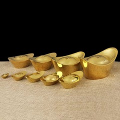 黃銅金元寶擺件創意迷你實心元寶金條辦公桌面裝飾銅製工藝品批發