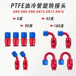 An4-An16 Ptfe yağ soyutma borusu fırlanan birləşmə 0°/45°/90°/180°