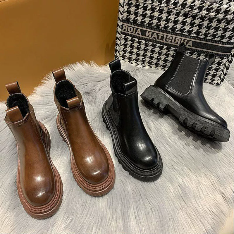 Ботинки Martin, женские одиночные ботинки, короткие сапоги, новые весенние ботинки до середины икры в британском стиле на толстой подошве, ботинки-сигареты Челси