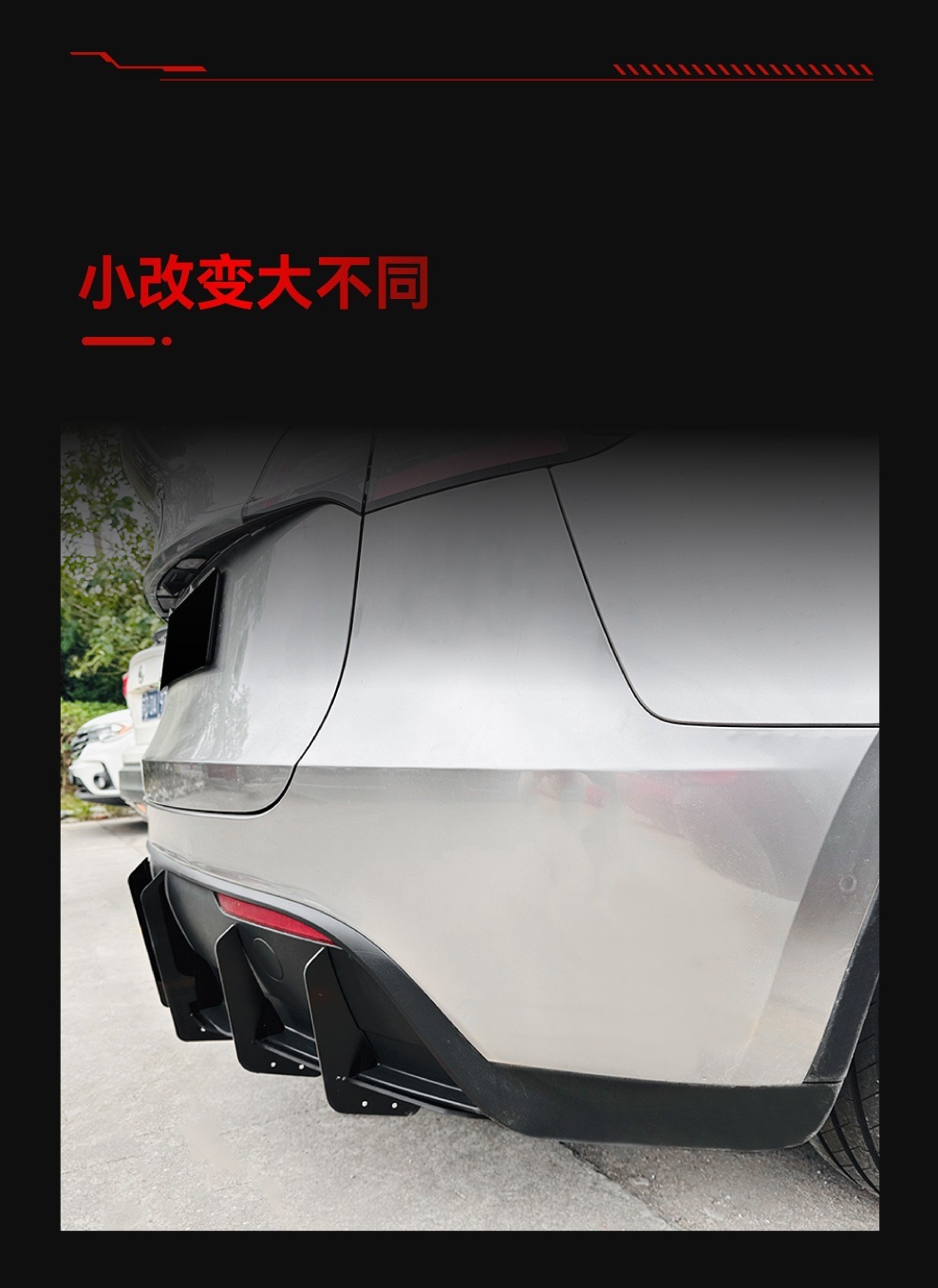 Applicable to 2019 Tesla Tesla Model Y rear bumper rear lip tail lip spoiler blade cross-border modification parts