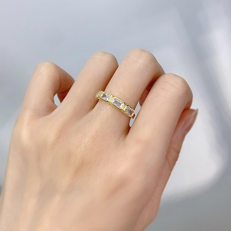 Square Pattern Women's Gender 925 Sterling Silver Zircon Square Rings