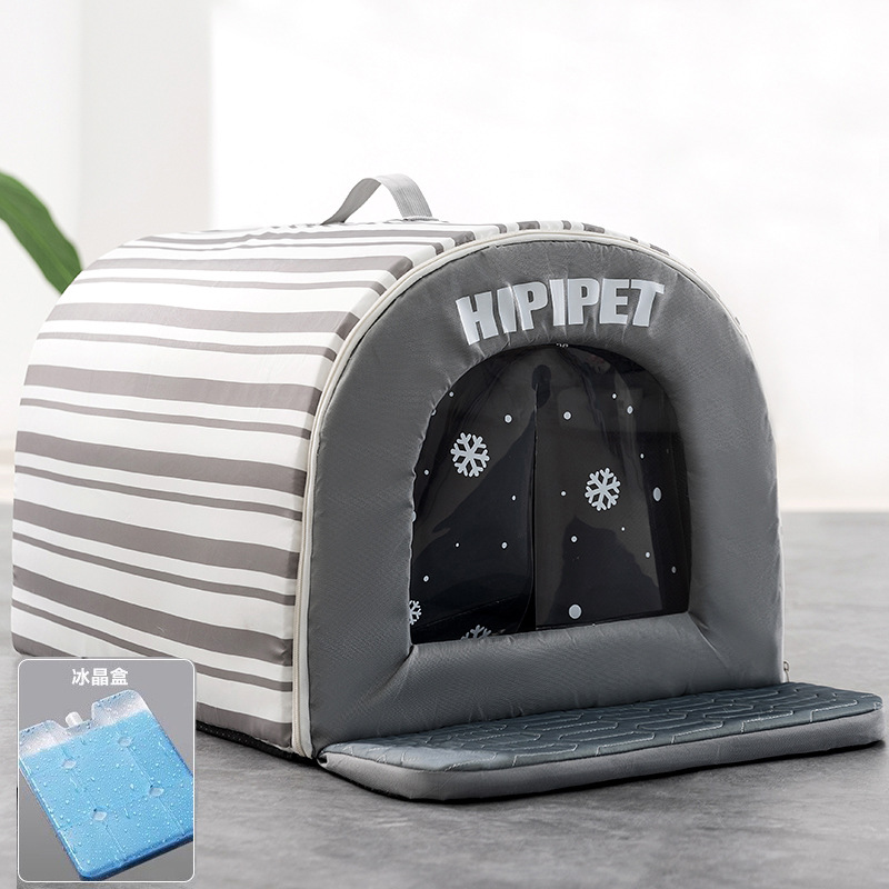 Perro de verano, nido de gato, enfriamiento, rayas frescas, casa curva, aire acondicionado, iglú, nido de perro, nido de mascotas, casa de aire acondicionado para gatos