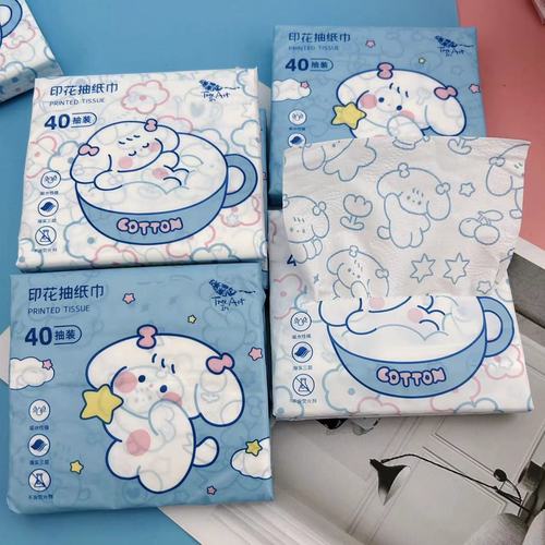 Printed paper towels, flying dog printed paper towels, colorful napkins, portable small pack paper, facial tissue, mouth wiping paper, 40 pieces