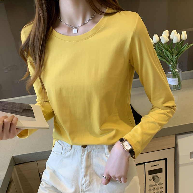無地長袖 Tシャツレディース春秋薄手ルーズトップ 2025 新しいボトリングシャツレディース秋冬インナー|undefined