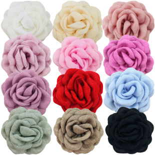 6cm Korean style burnt edge rose corsage hand-baked edge three-dimensional Camellia skirt hat bag phone case headdress accessories