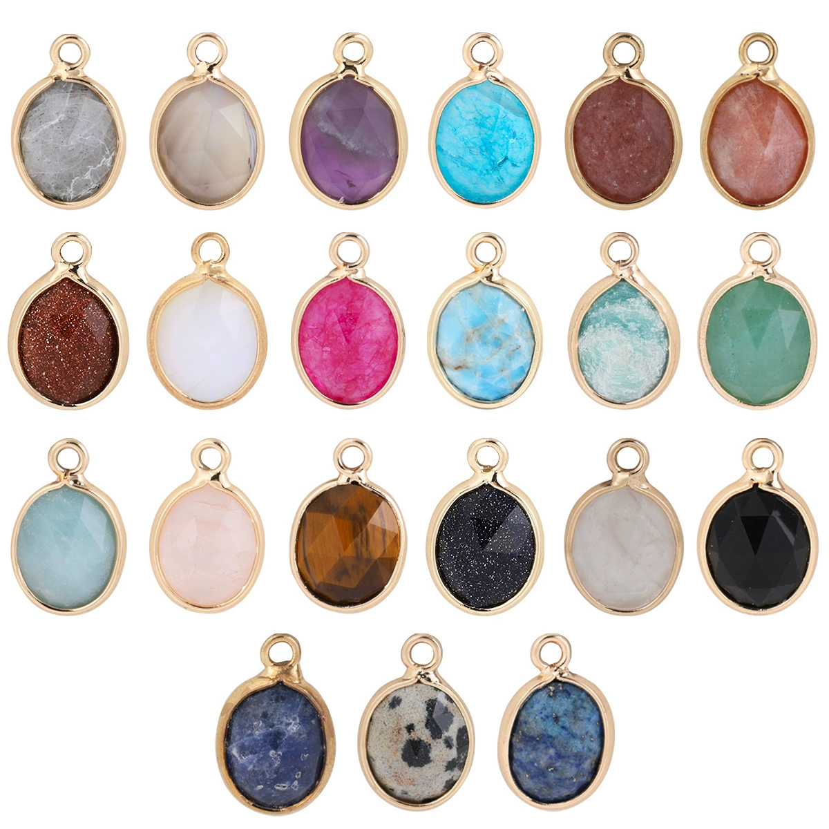 Трансграничная электронная коммерция в стиле nis, натуральный камень, медный край, овальный кулон, DIY ювелирные аксессуары, ожерелье