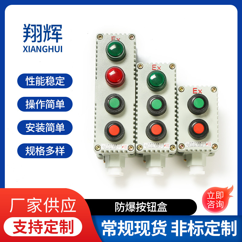 防爆按钮盒BZC-A2D1 二位三位 防触碰防撞按钮开关盒防水