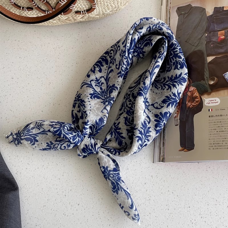 綿麻方巾合集 ~ 超多色柄砕花波点襟巾文芸森系頭巾髪帯包帯女