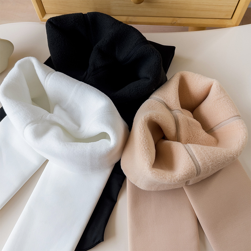 Pantimedias de otoño e invierno para niños forradas de vellón engrosadas niñas anti-pilling color sólido agua luz recortada ballet danza de fondo Calcetines