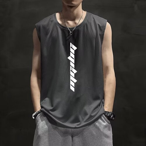 Mesh Vest Men's Quick-Drying Sleeveless T-Shirt Summer Ice Silk Men's Fitness Tank Top Plus Size Loose Half-Sleeved Fashionable Ice-Cool Style